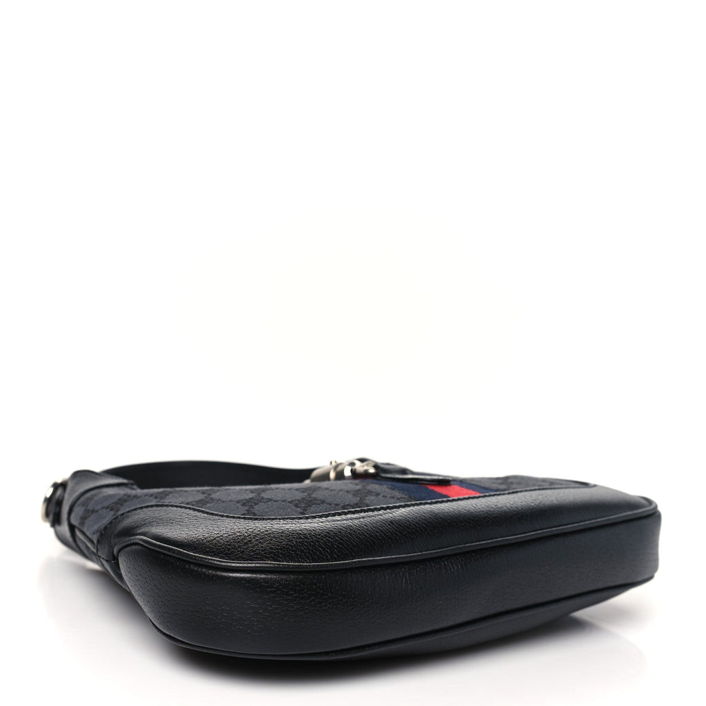 X BALENCIAGA BB Monogram Calfskin Web Small Jackie 1961 Hobo Black