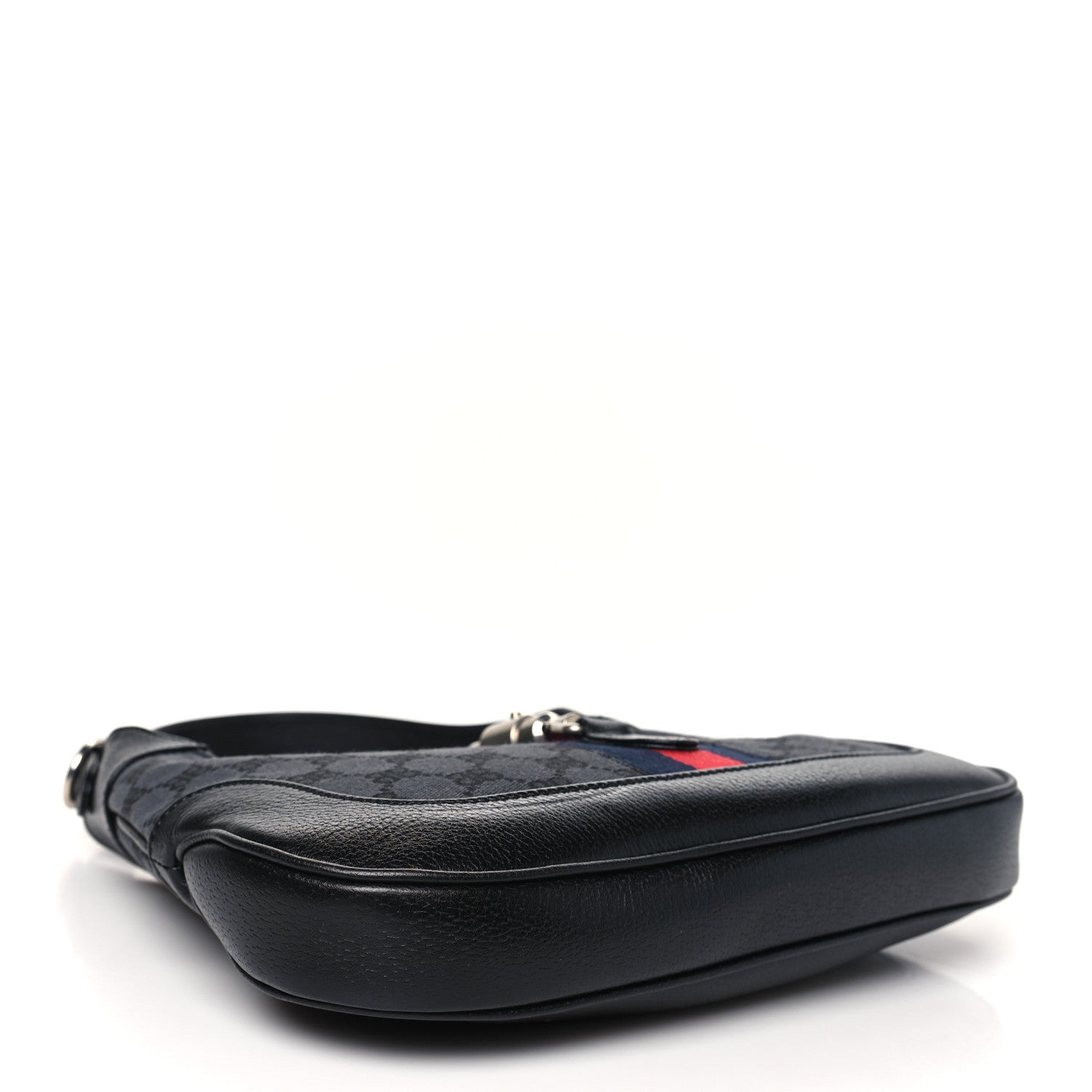 X BALENCIAGA BB Monogram Calfskin Web Small Jackie 1961 Hobo Black