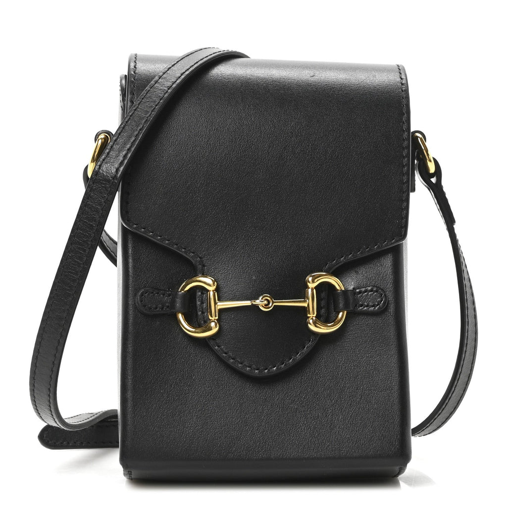 Boarded Plutone Calfskin Mini Horsebit 1955 Crossbody Bag Black