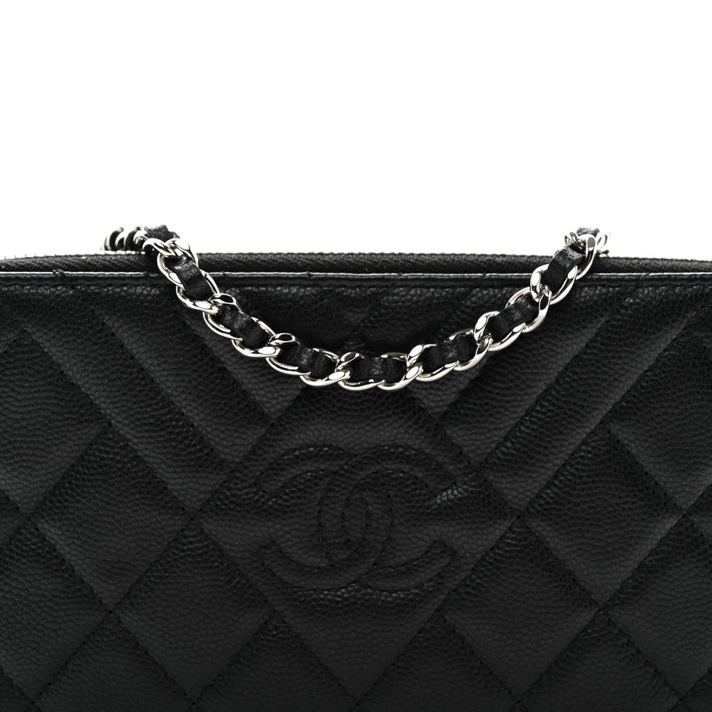 Caviar Quilted Diamond Small CC Duo Clutch With Chain Black