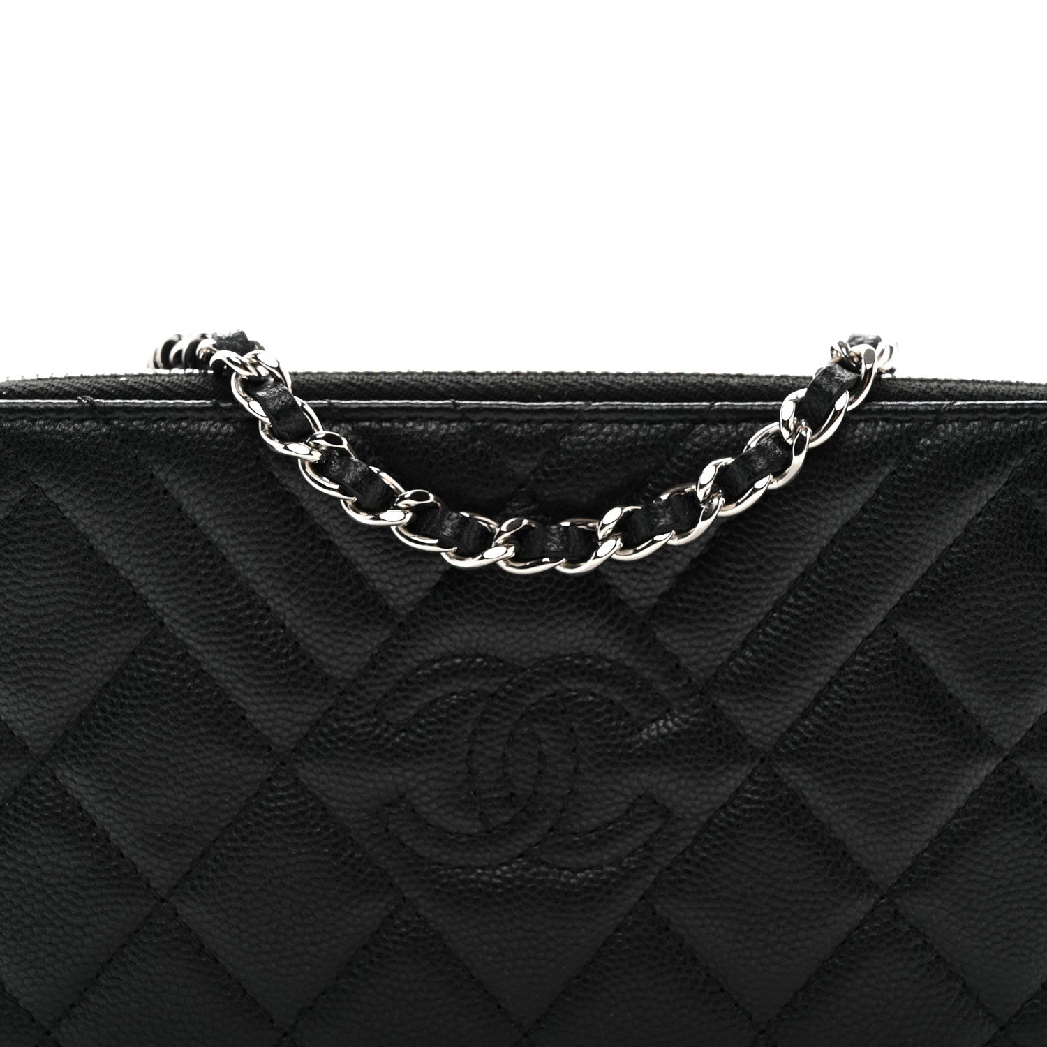 Caviar Quilted Diamond Small CC Duo Clutch With Chain Black
