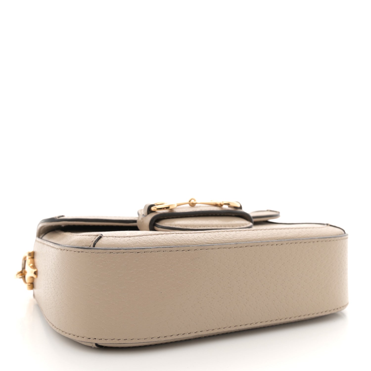 GG Supreme Monogram Textured Dollar Calfskin Web Mini Horsebit 1955 Shoulder Bag Beige Mystic White Oatmeal