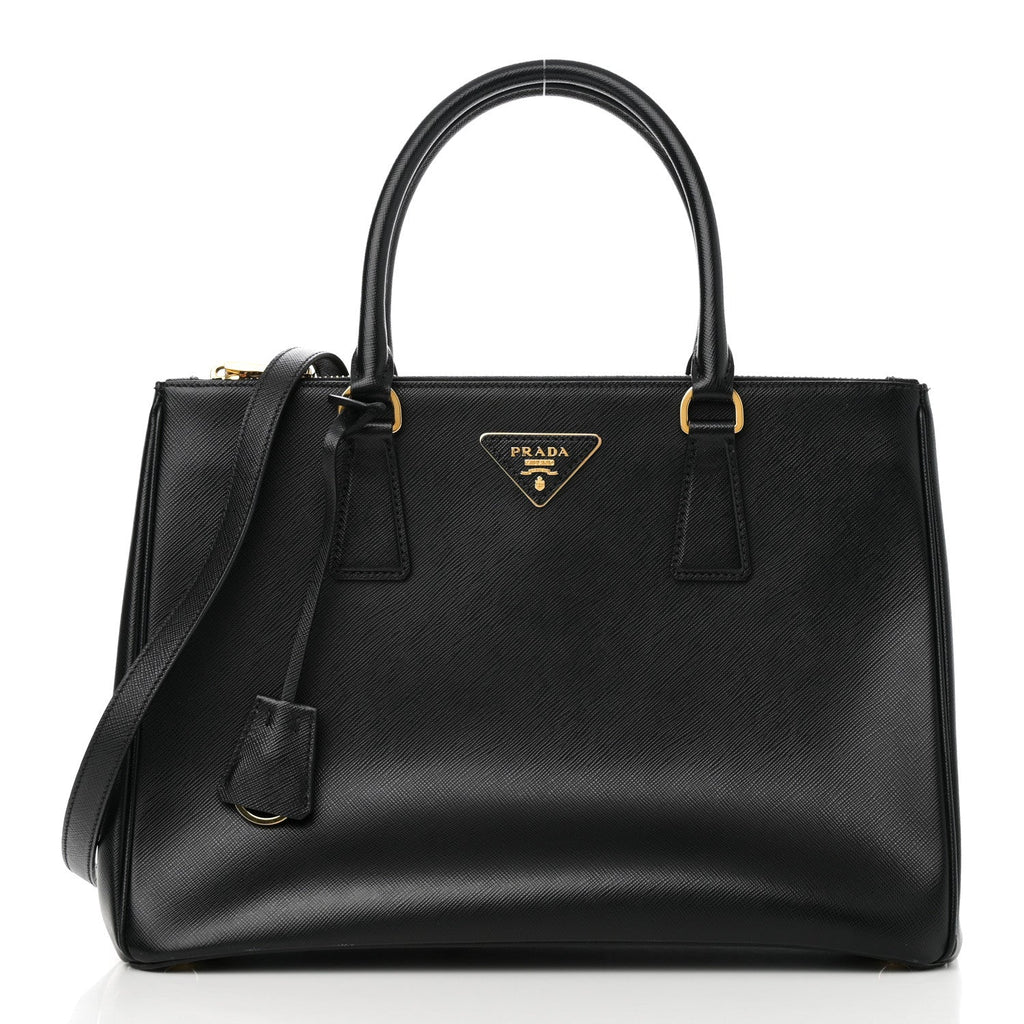 Saffiano Lux Large Galleria Double Zip Tote Black