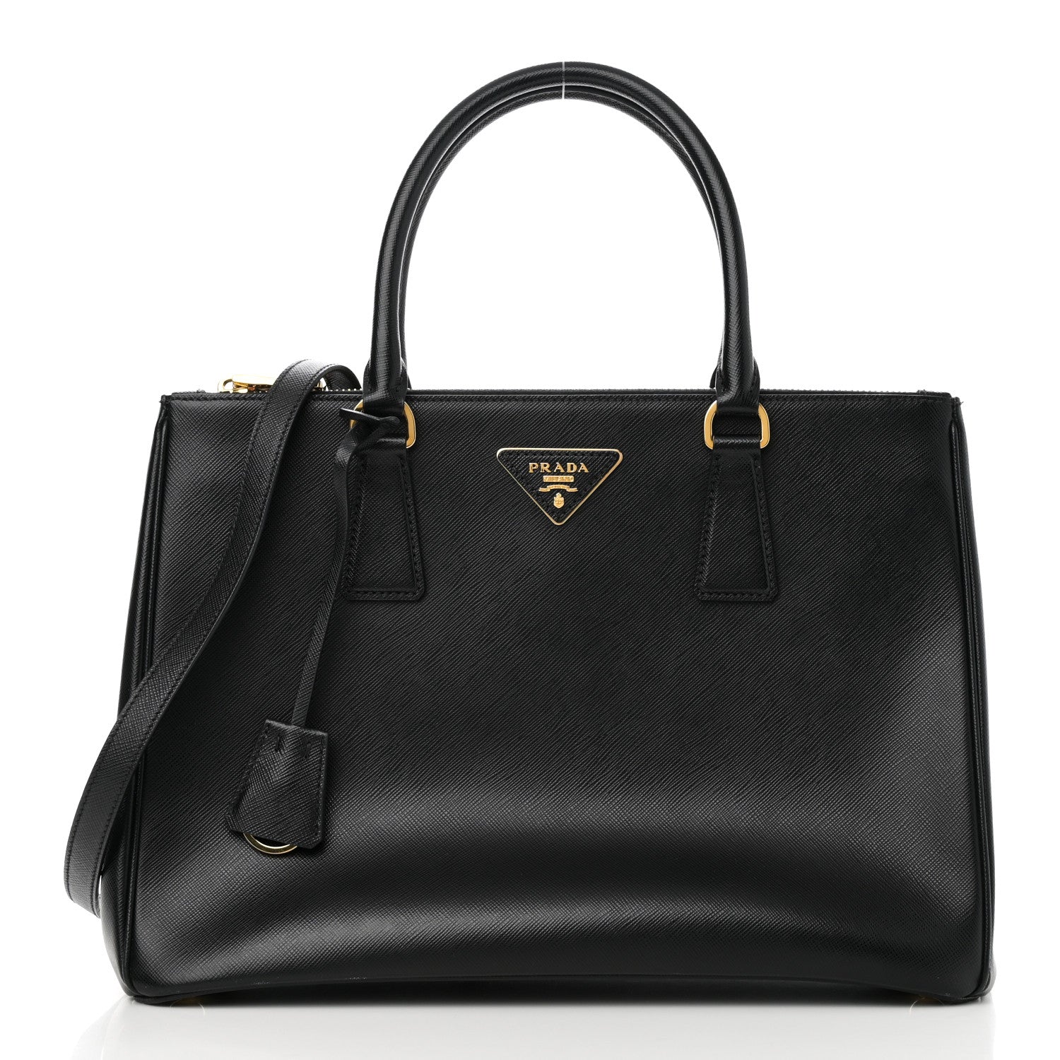 Saffiano Lux Large Galleria Double Zip Tote Black