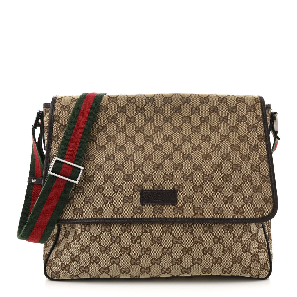 Monogram Web Medium Flap Messenger Beige Dark Brown