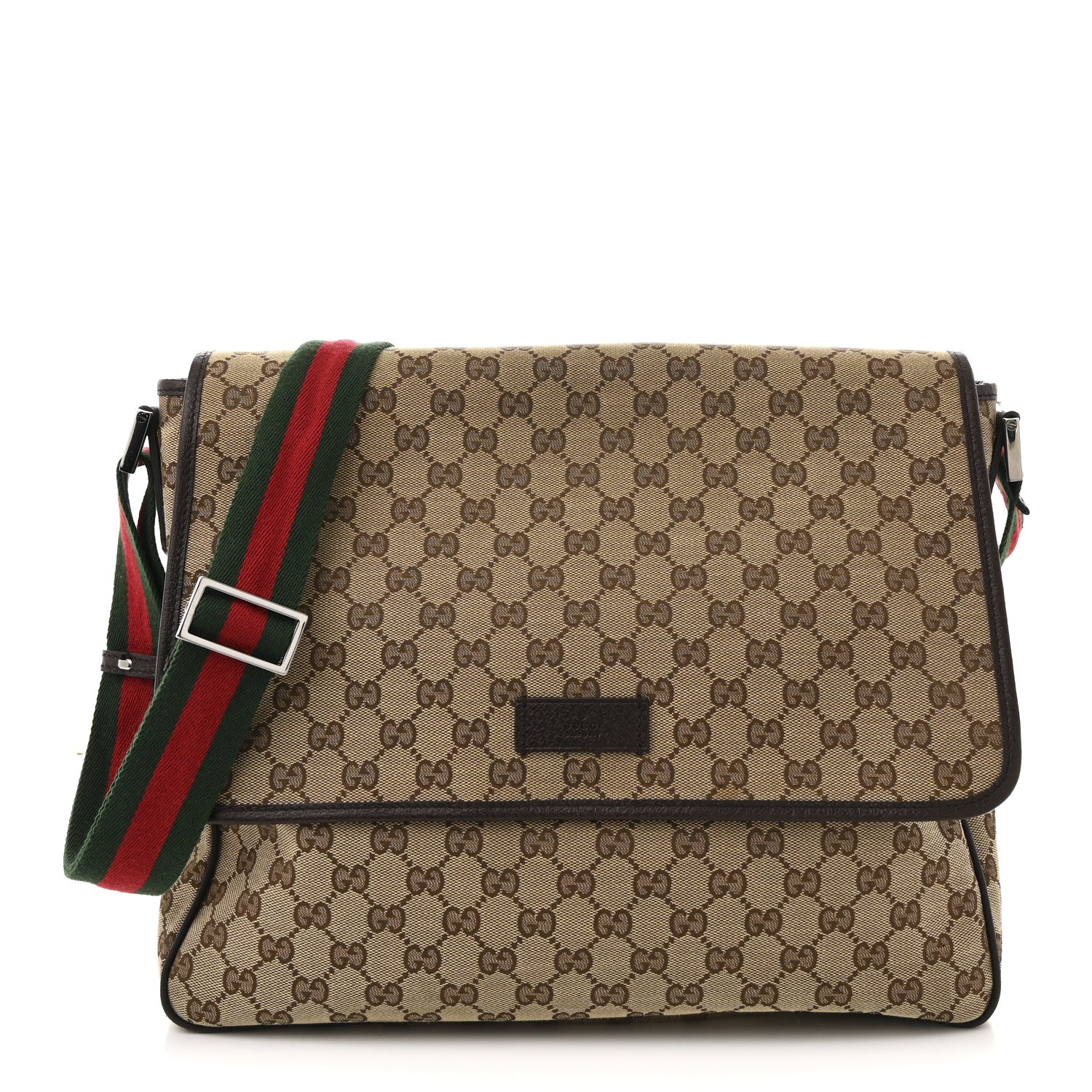 Monogram Web Medium Flap Messenger Beige Dark Brown