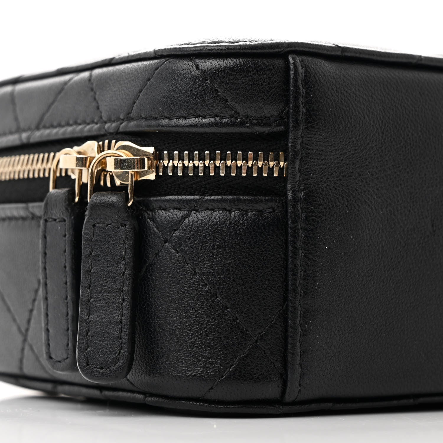 Lambskin Quilted Small Trendy CC Camera Case With Chain Black