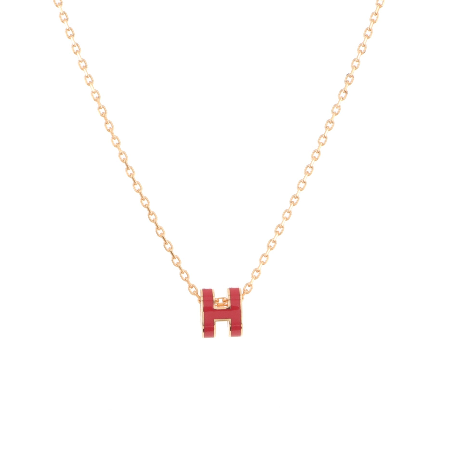 Pop H Pendant Necklace Metal and Enamel Mini