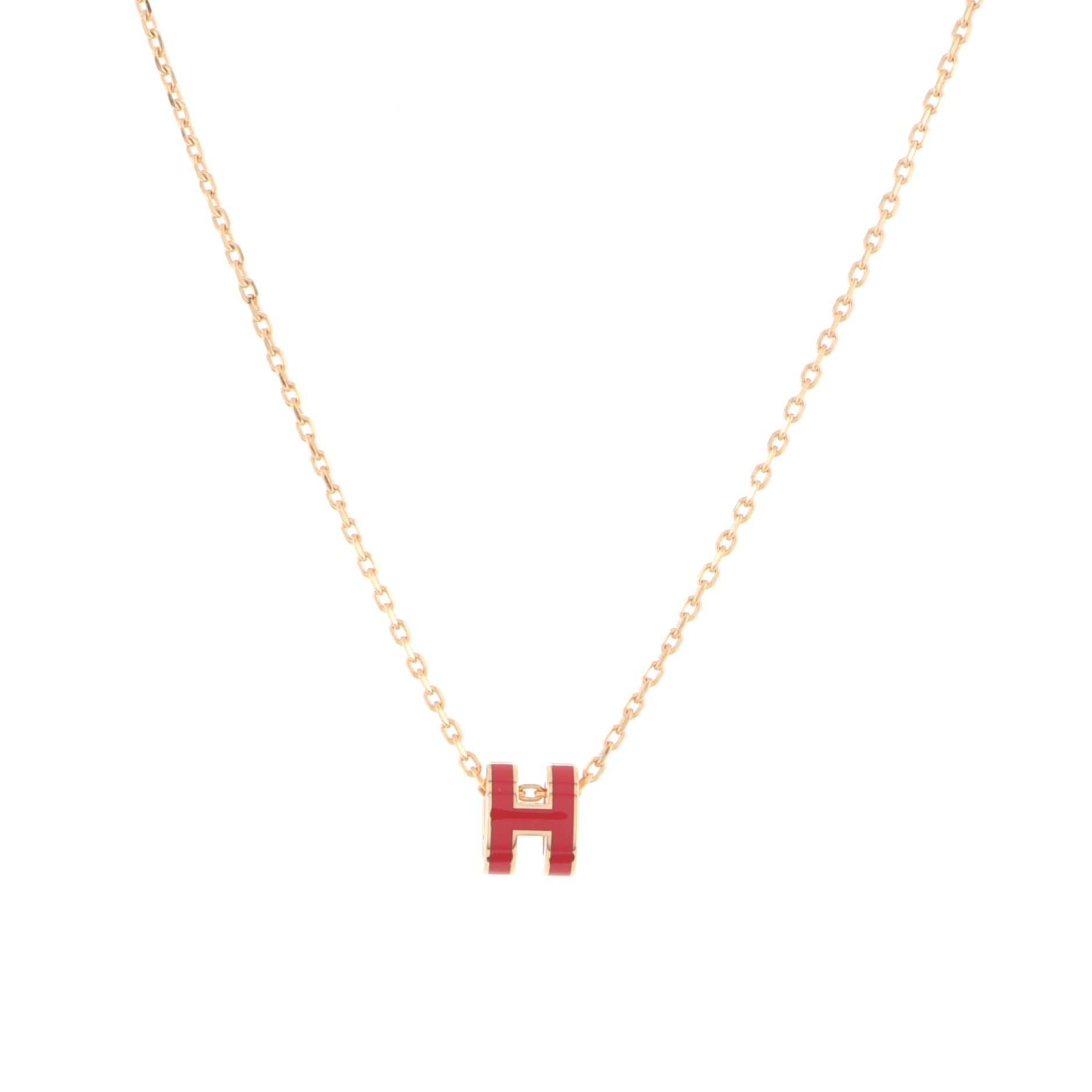 Pop H Pendant Necklace Metal and Enamel Mini