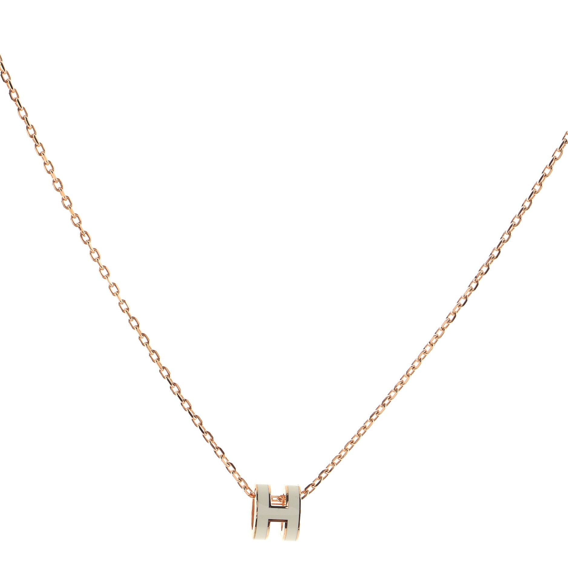 Pop H Pendant Necklace Metal and Enamel Mini