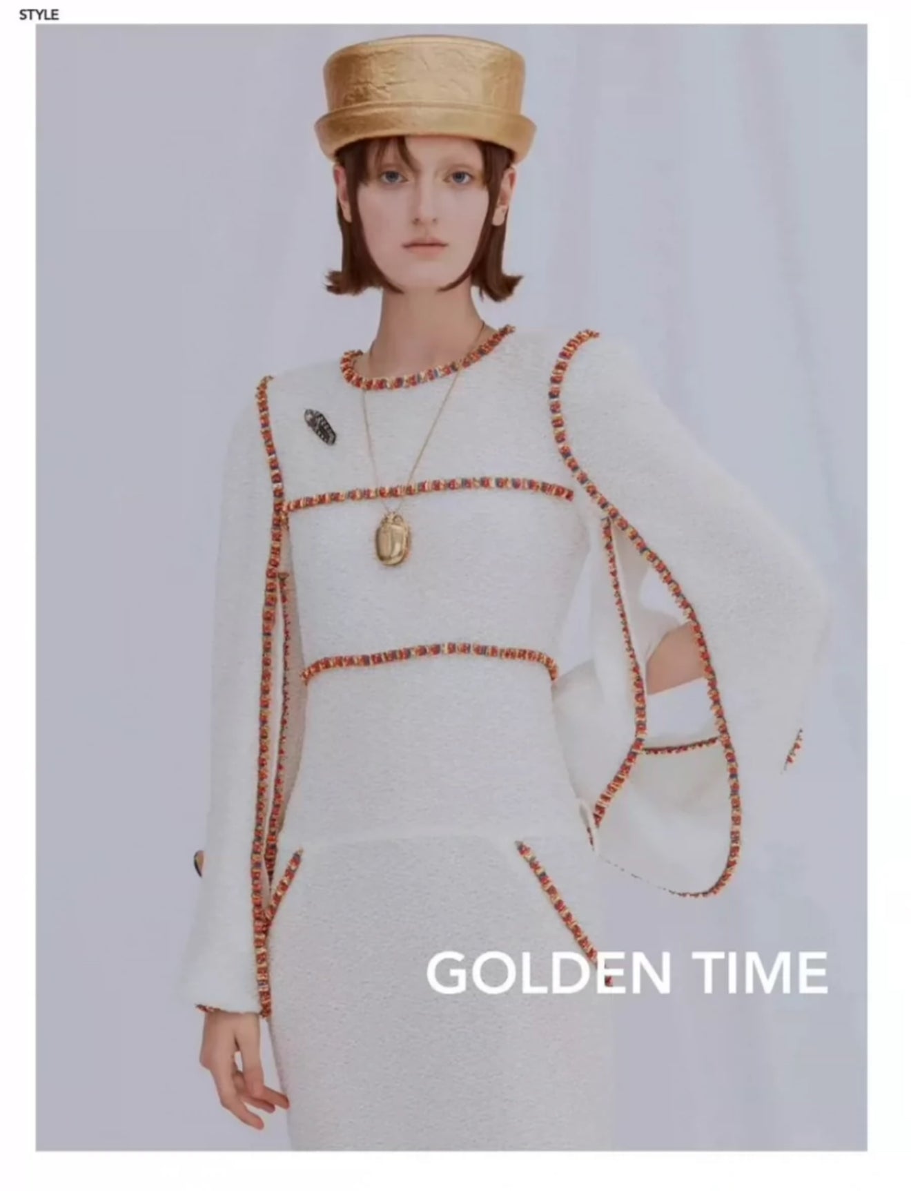 Chanel 19A White & Gold Embroidered Dress