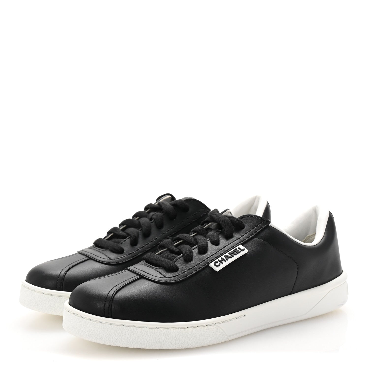 Calfskin CC Womens Sneakers 37.5 Black