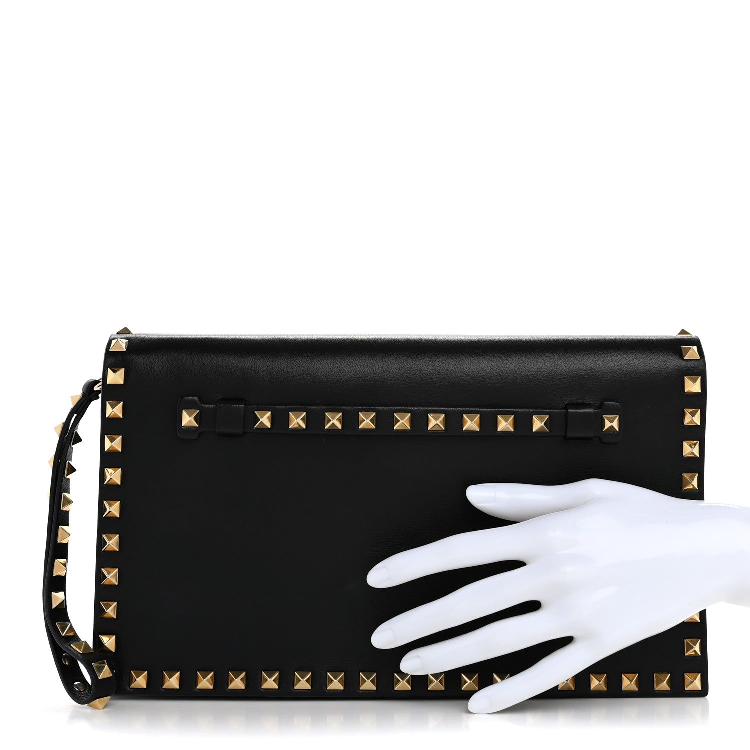 Nappa Rockstud Wristlet Clutch Black