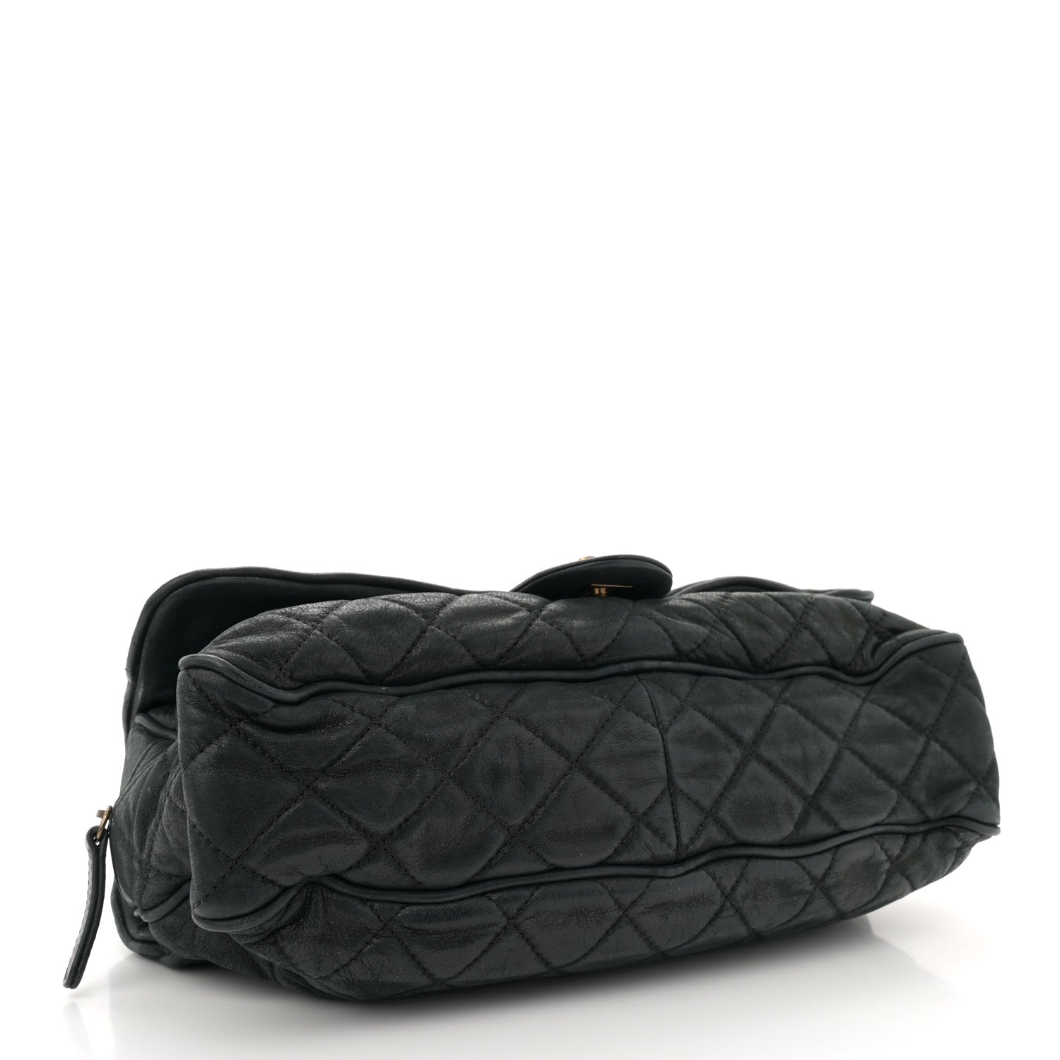 Iridescent Calfskin Quilted Large Shiva Flap Black