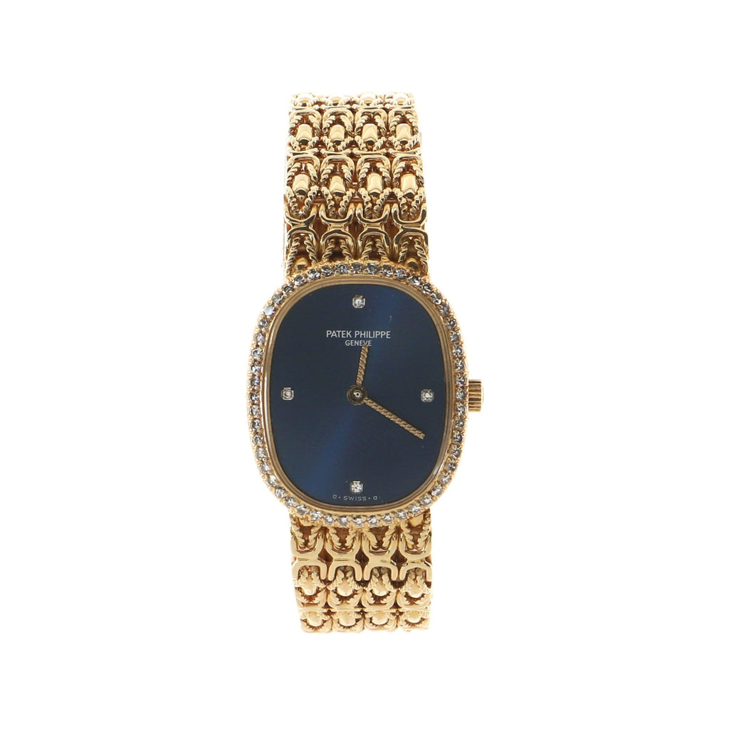 Ellipse Quartz Watch Yellow Gold with Diamond Bezel and Markers 20