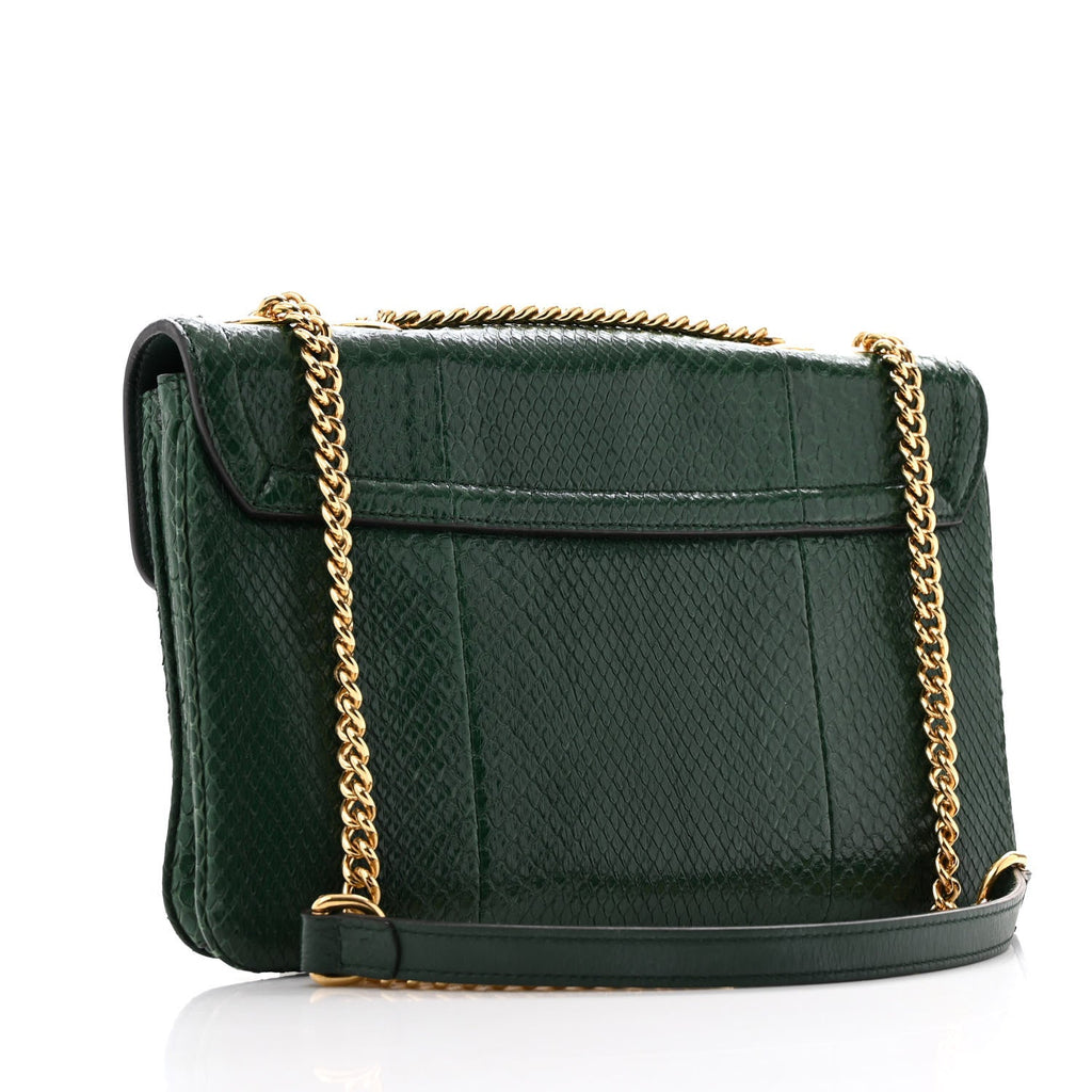 Snakeskin Crystal Medium Rajah Shoulder Bag Emerald Green