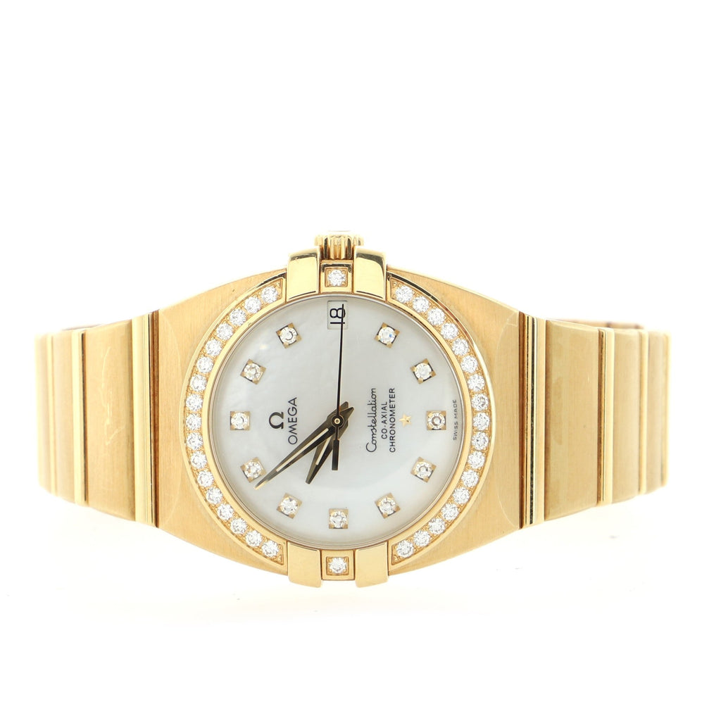 Constellation Double Eagle Automatic Watch Yellow Gold with Diamond Bezel, Diamond Markers and Mother of Pearl 31