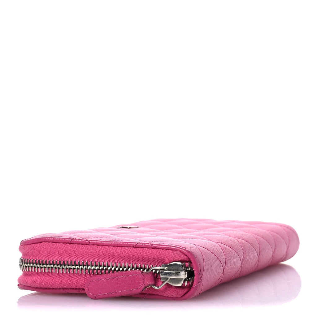 Caviar Quilted Large Gusset Zip Around Wallet Pink
