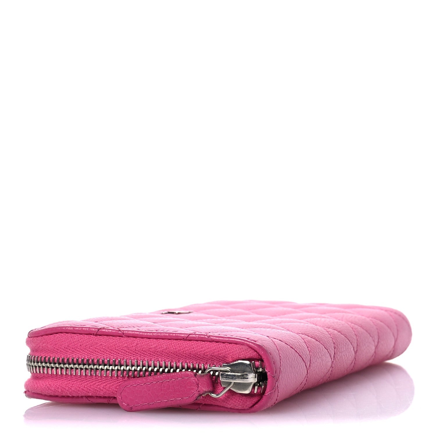 Caviar Quilted Large Gusset Zip Around Wallet Pink
