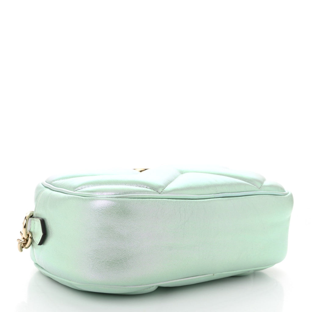 Iridescent Nappa Chevron Matelasse Small GG Marmont Chain Shoulder Bag Iridescent Salvy Green