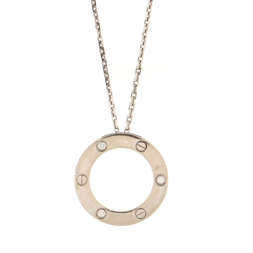 3 Diamonds Love Pendant Necklace 18K White Gold and Diamonds