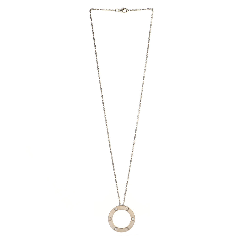 3 Diamonds Love Pendant Necklace 18K White Gold and Diamonds
