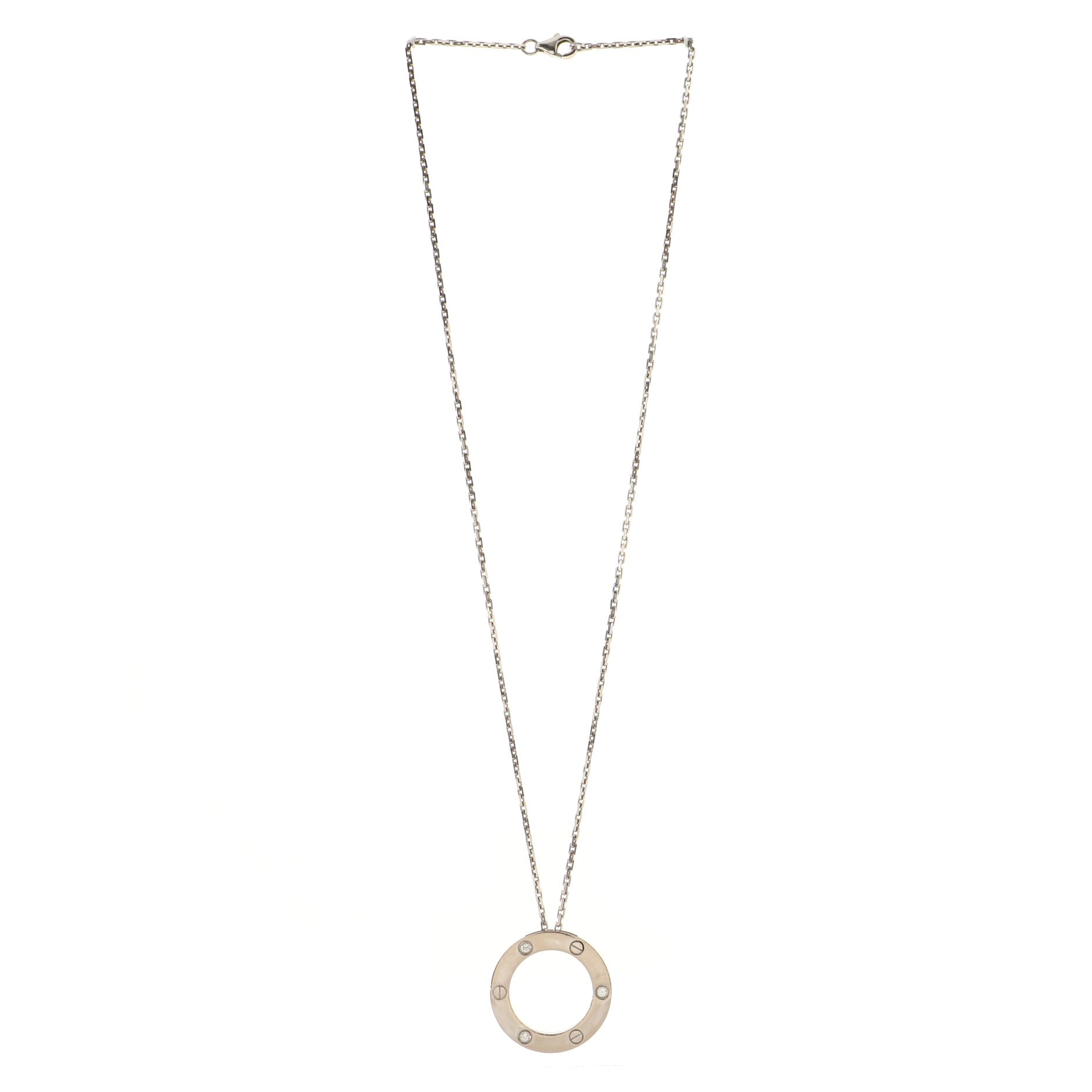 3 Diamonds Love Pendant Necklace 18K White Gold and Diamonds