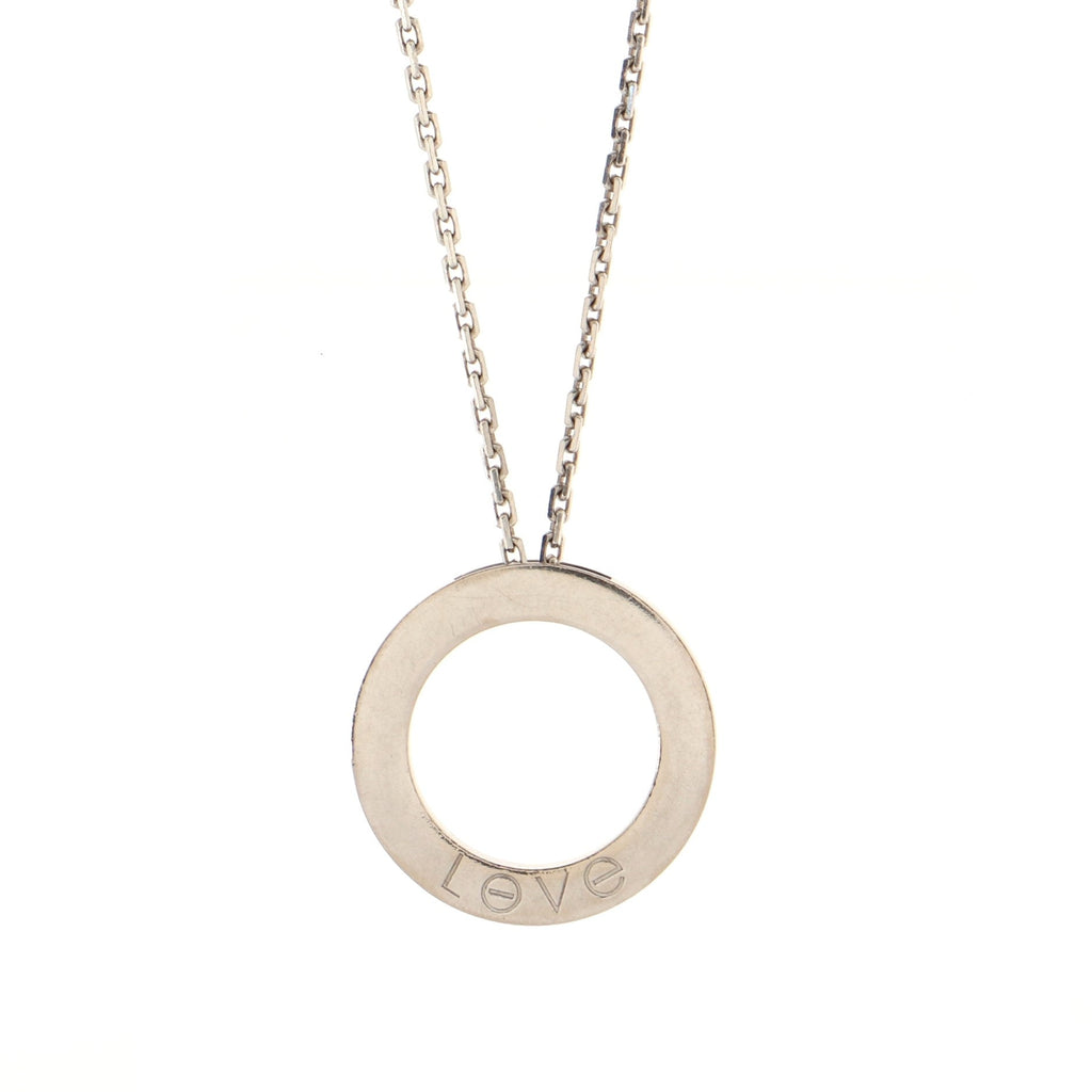 3 Diamonds Love Pendant Necklace 18K White Gold and Diamonds
