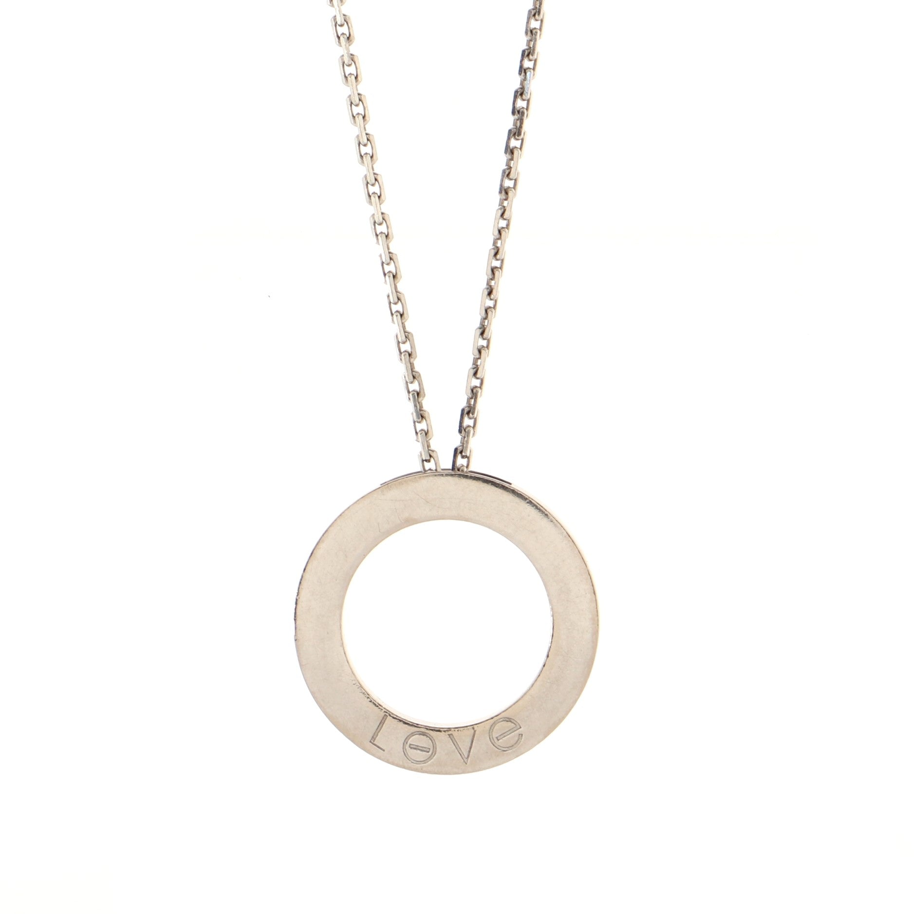 3 Diamonds Love Pendant Necklace 18K White Gold and Diamonds