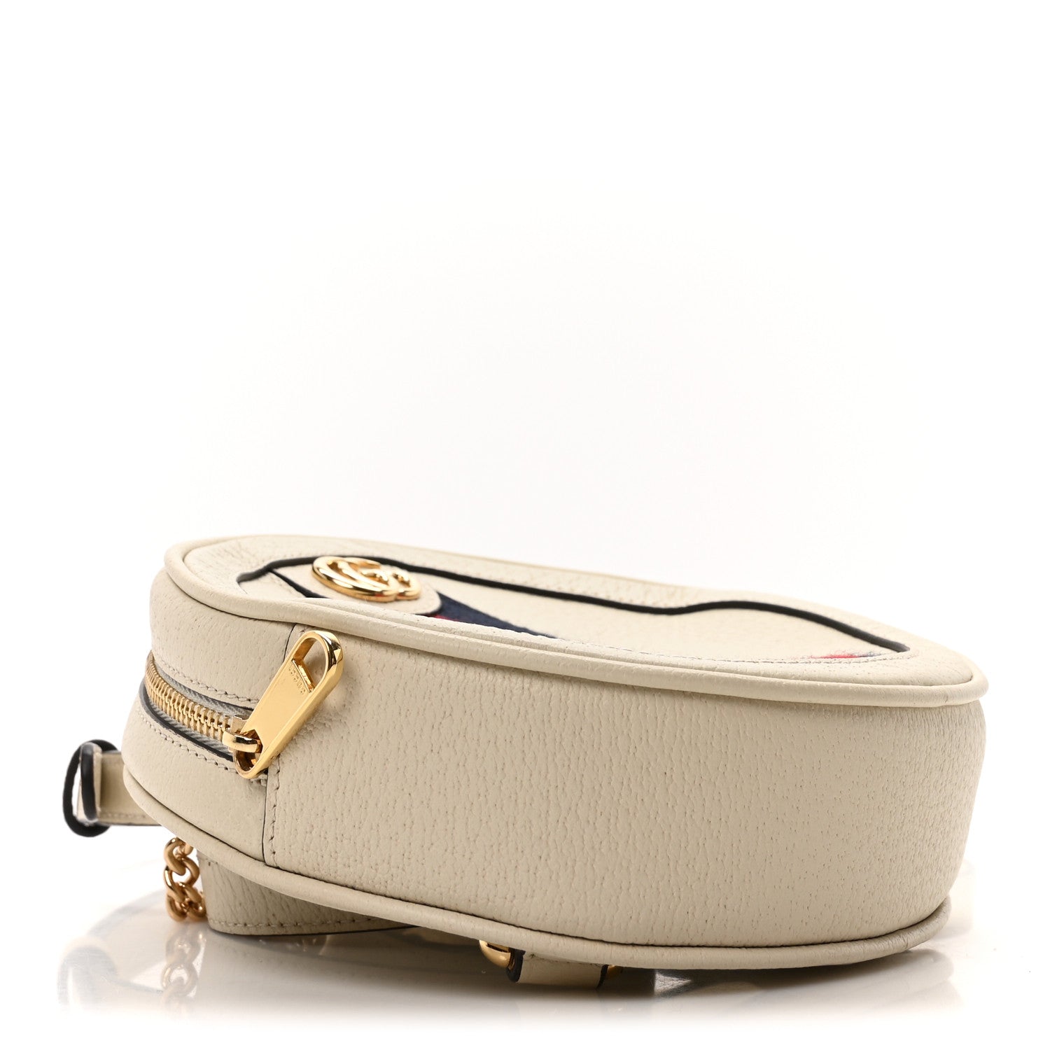 Textured Calfskin Web Mini Ophidia Round Backpack Mystic White