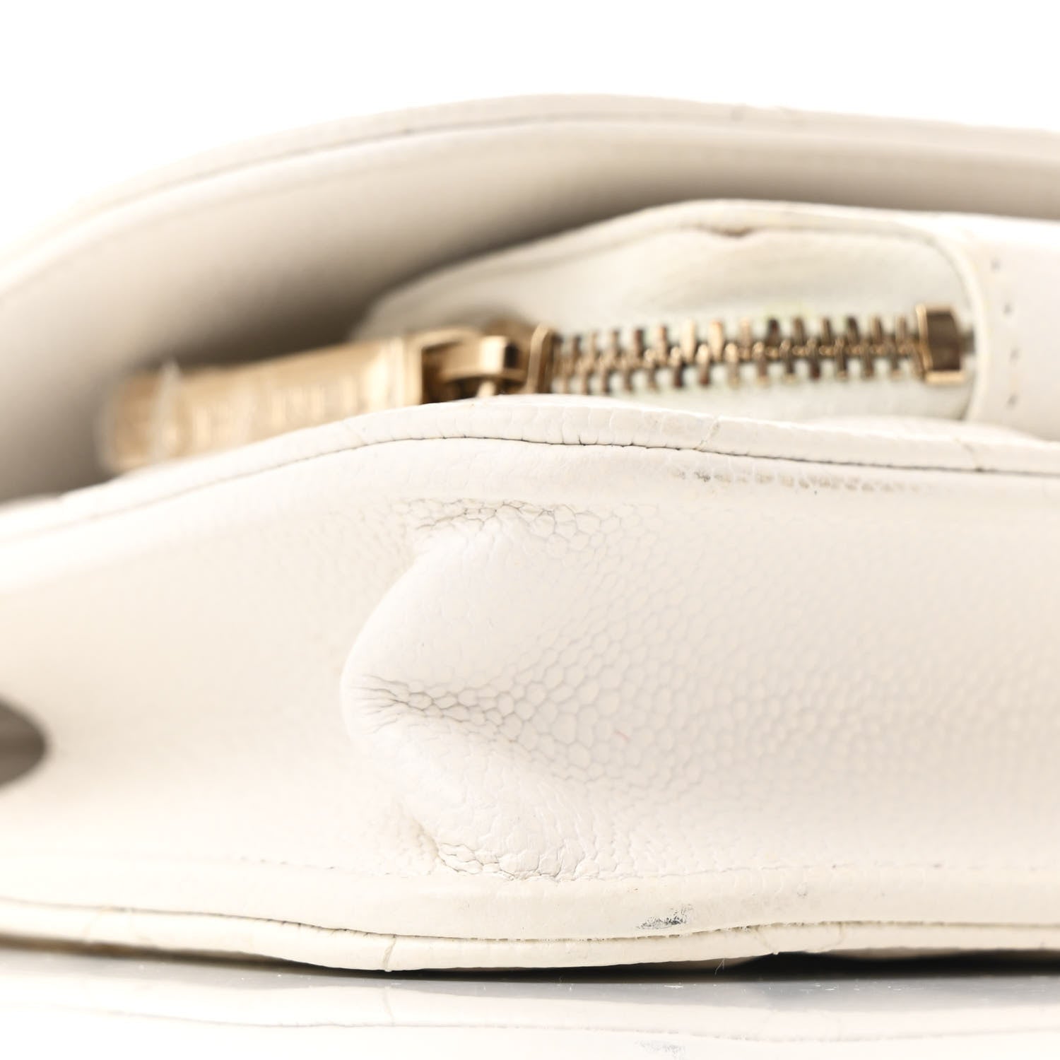 Caviar Quilted Business Affinity Clutch With Chain Flap White