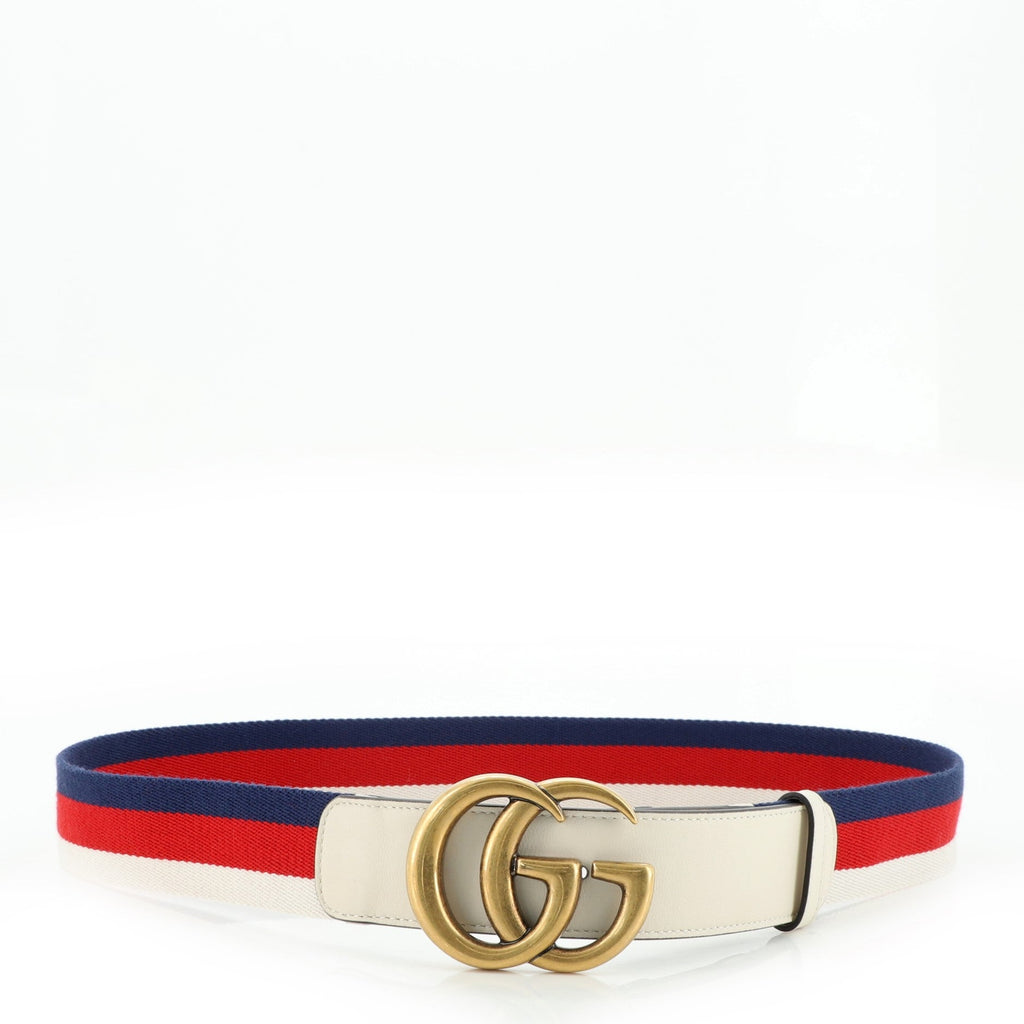 GG Marmont Web Belt Canvas and Leather Wide 95