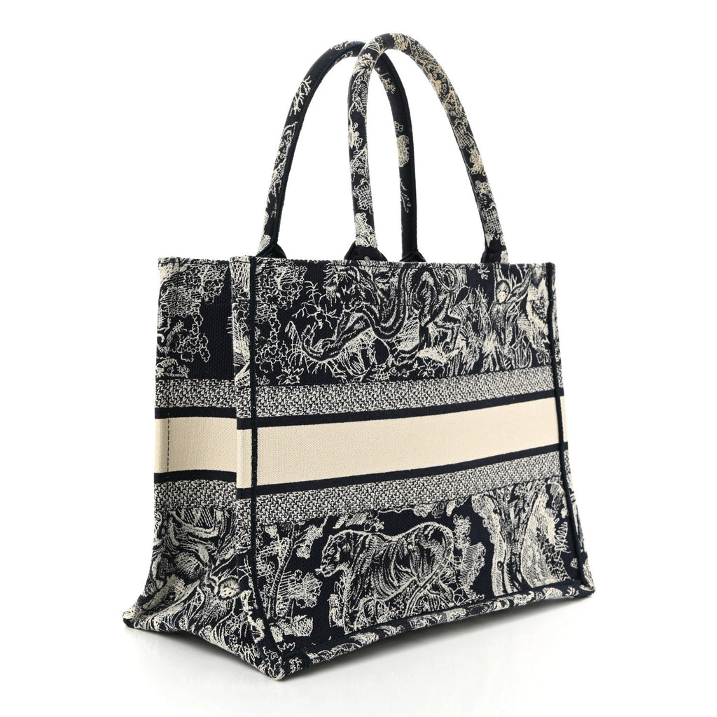 Canvas Embroidered Medium Dioriviera Toile De Jouy Reverse Book Tote Blue