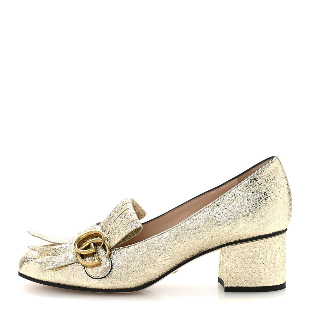 Galassia GG Marmont Fringe 50mm Loafer Pumps 39 Platino