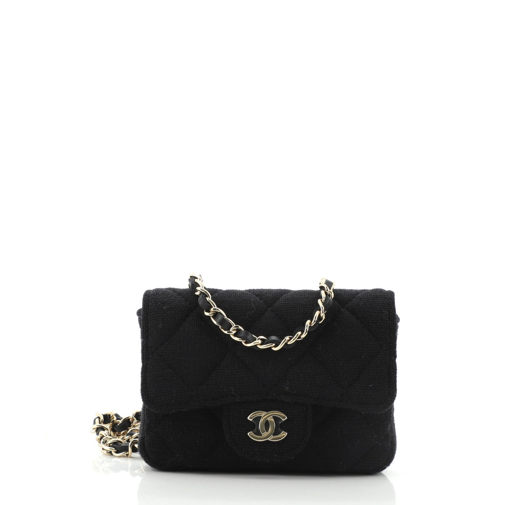 Classic Flap Chain Waist Bag Quilted Jersey Mini