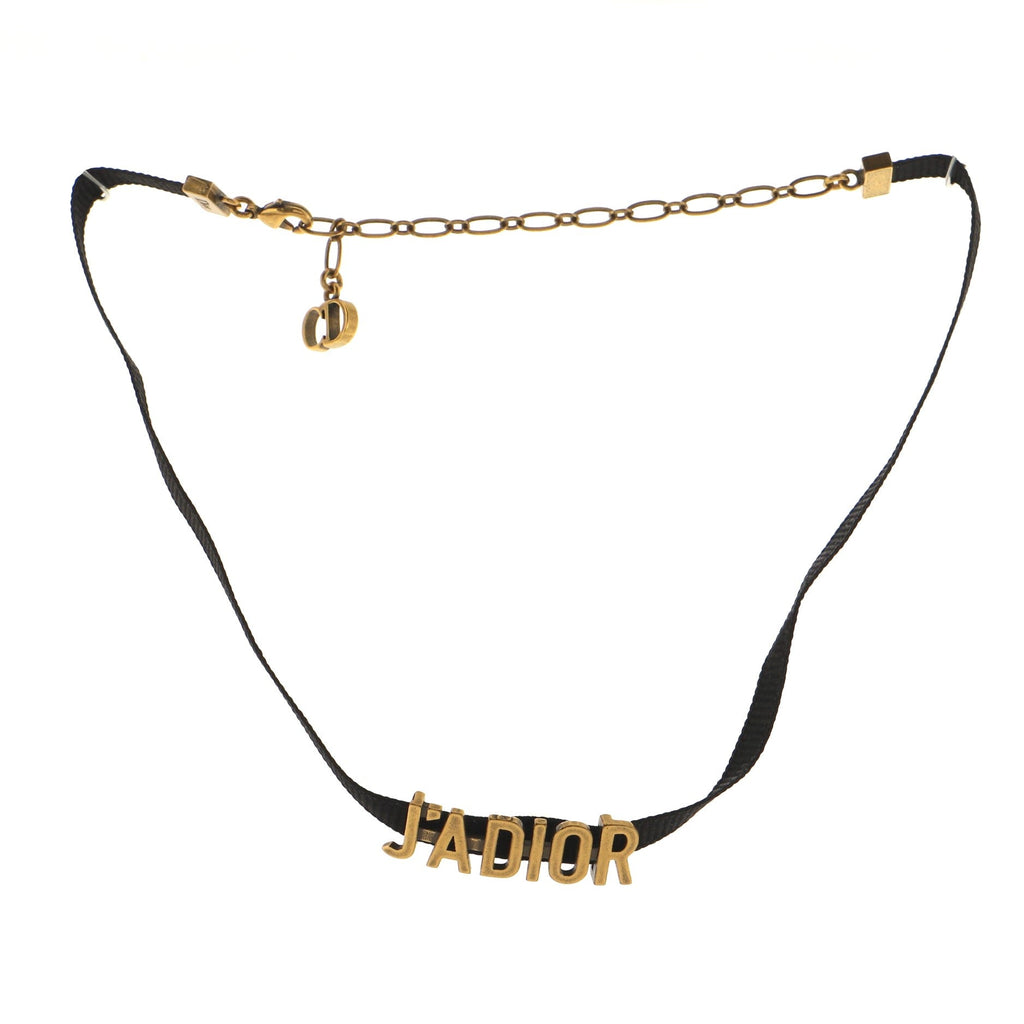 J'Adior Choker Necklace Grosgrain Ribbon and Metal