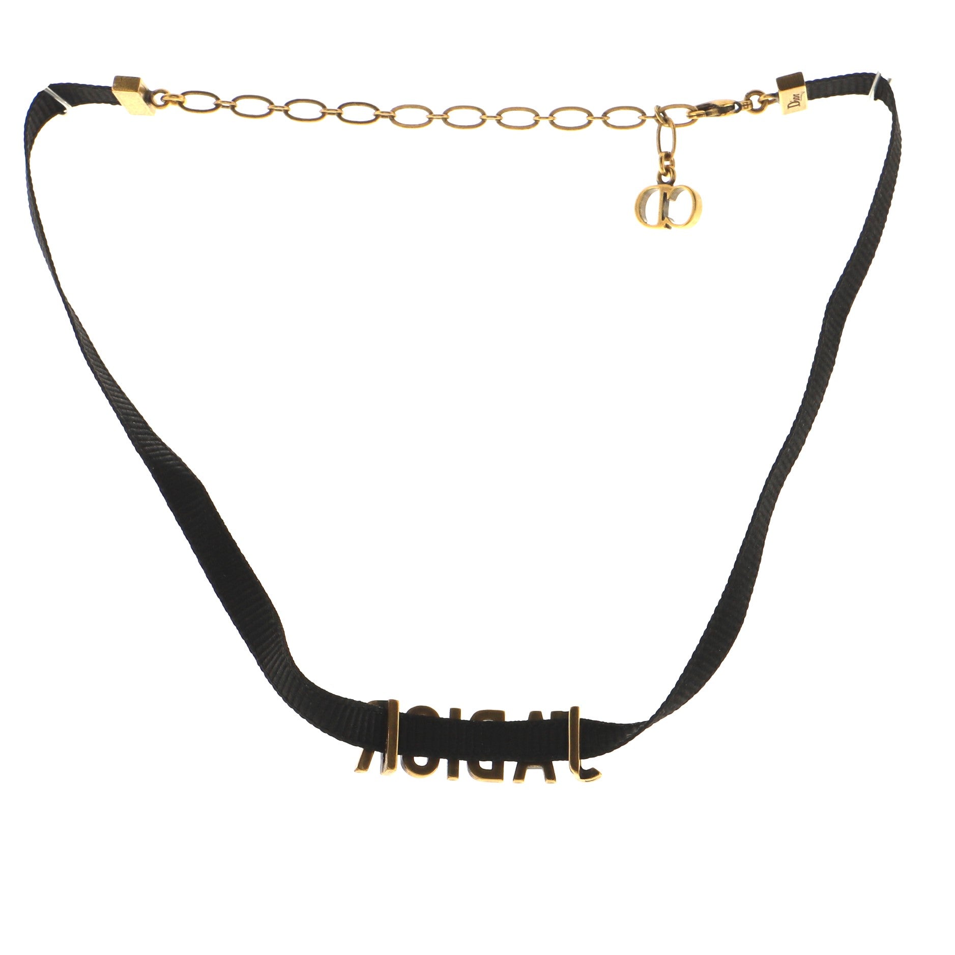 J'Adior Choker Necklace Grosgrain Ribbon and Metal