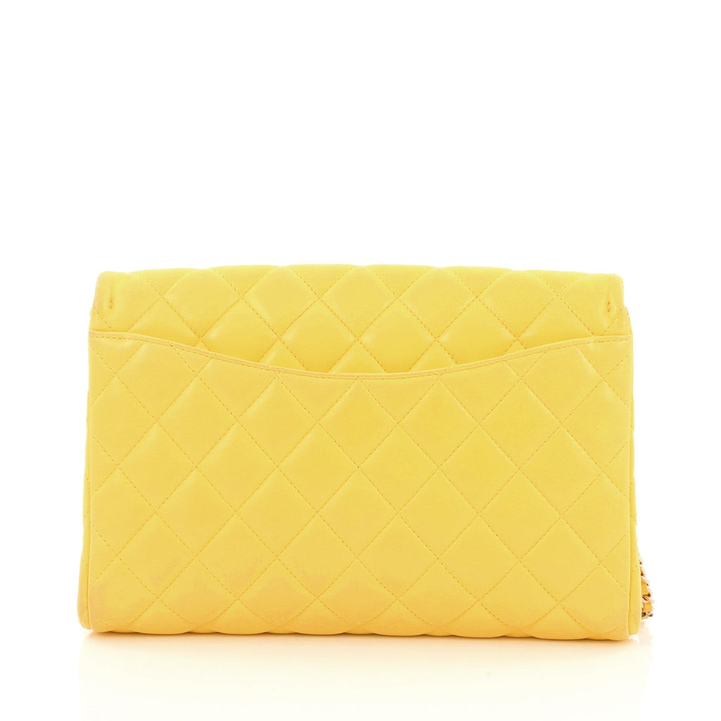 Clutch with Chain Quilted Lambskin