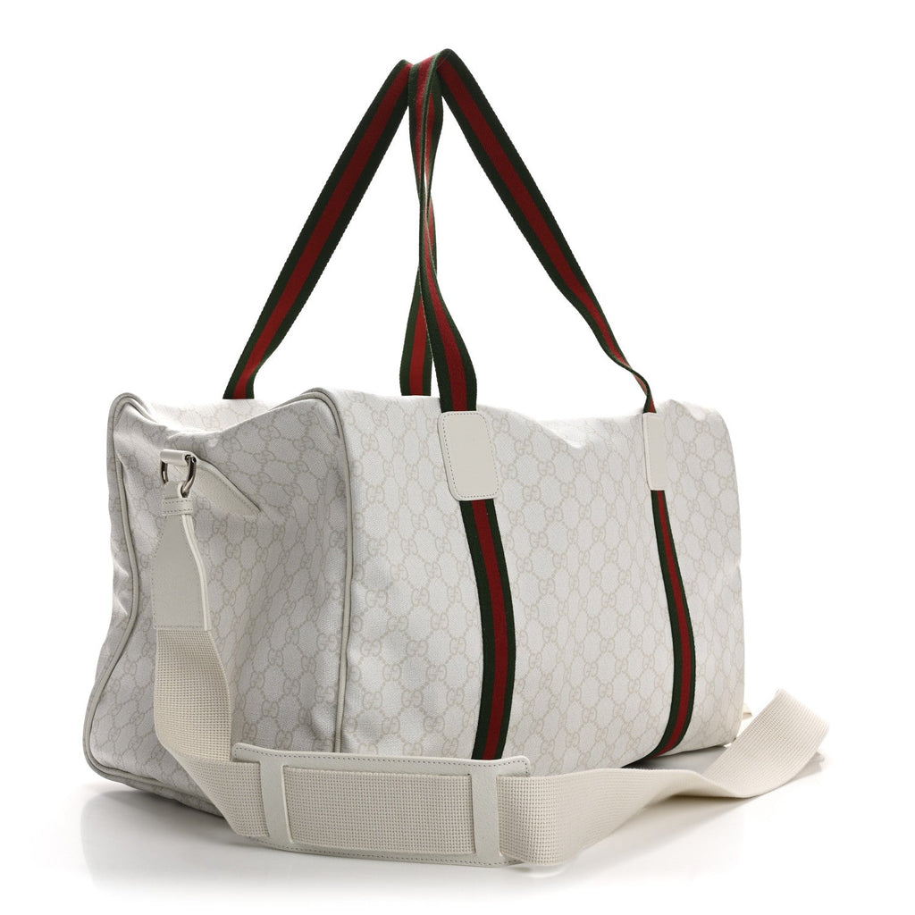 GG Monogram Medium Web Duffle Bag White