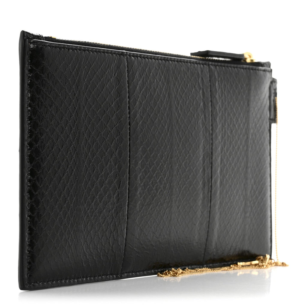 Snakeskin Pouch With Chain Black