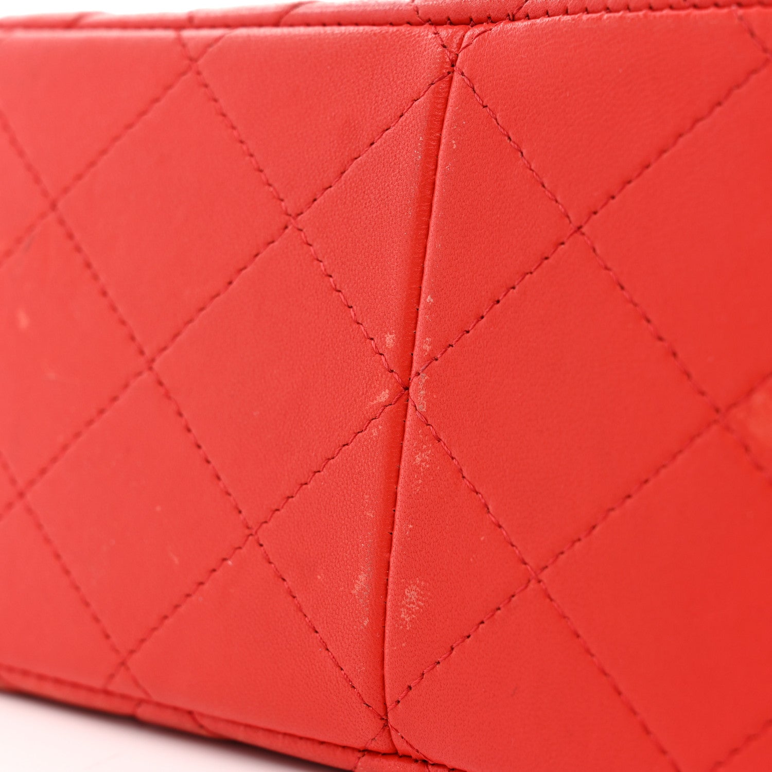 Lambskin Quilted Jumbo Double Flap Red