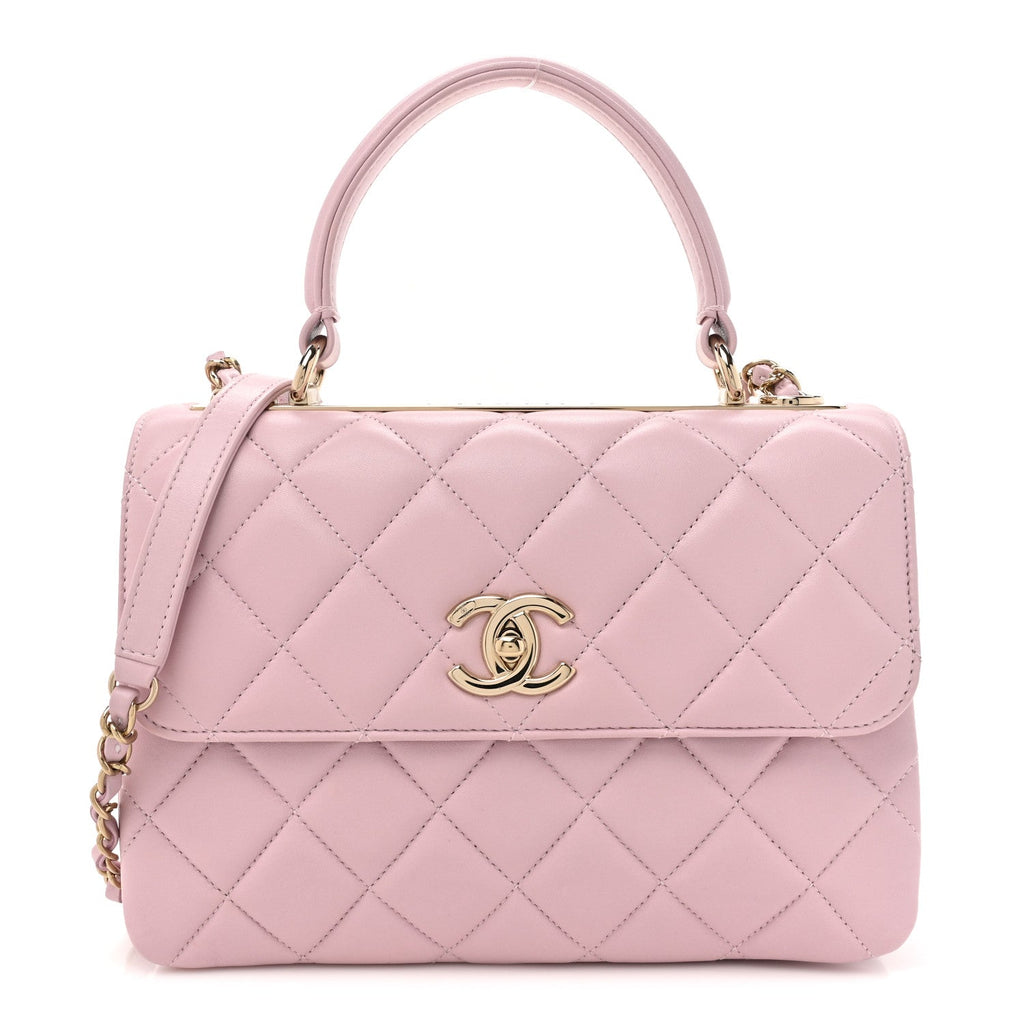 Lambskin Quilted Small Trendy CC Flap Dual Handle Bag Light Pink