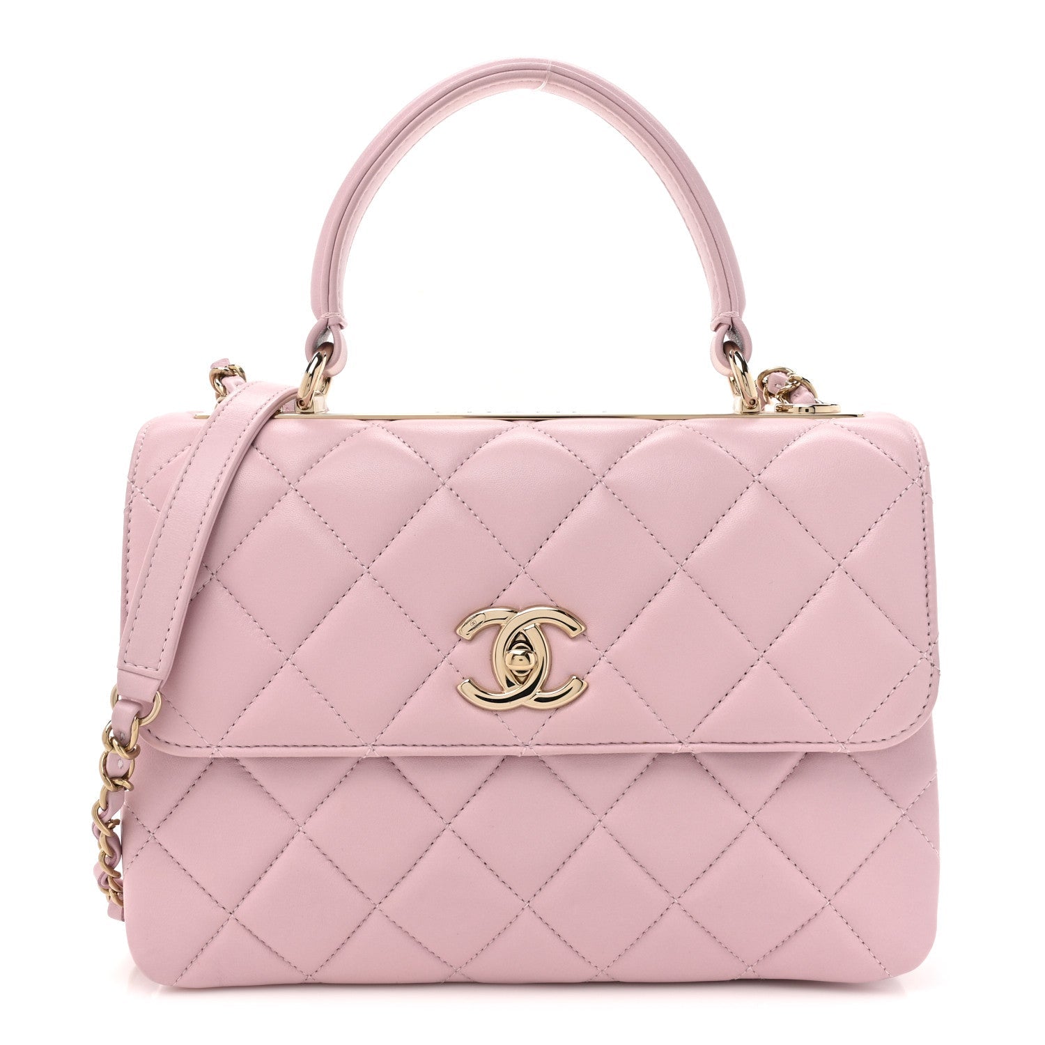 Lambskin Quilted Small Trendy CC Flap Dual Handle Bag Light Pink