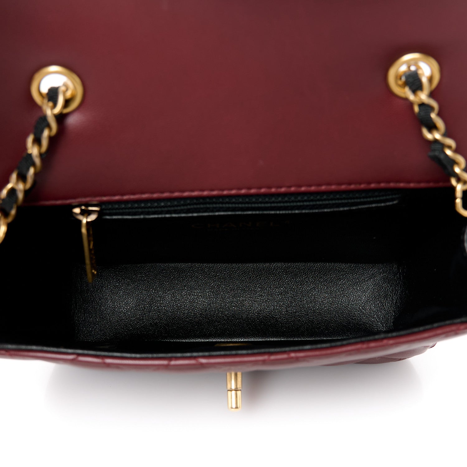 Lambskin Quilted Mini Two Tone Day Flap Burgundy