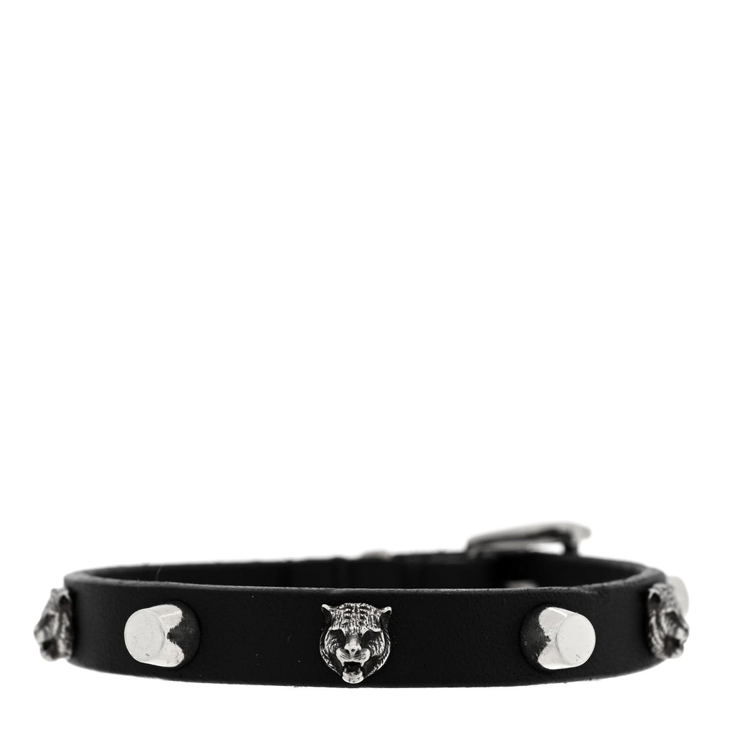 Calfskin Feline Heads Bracelet L Black