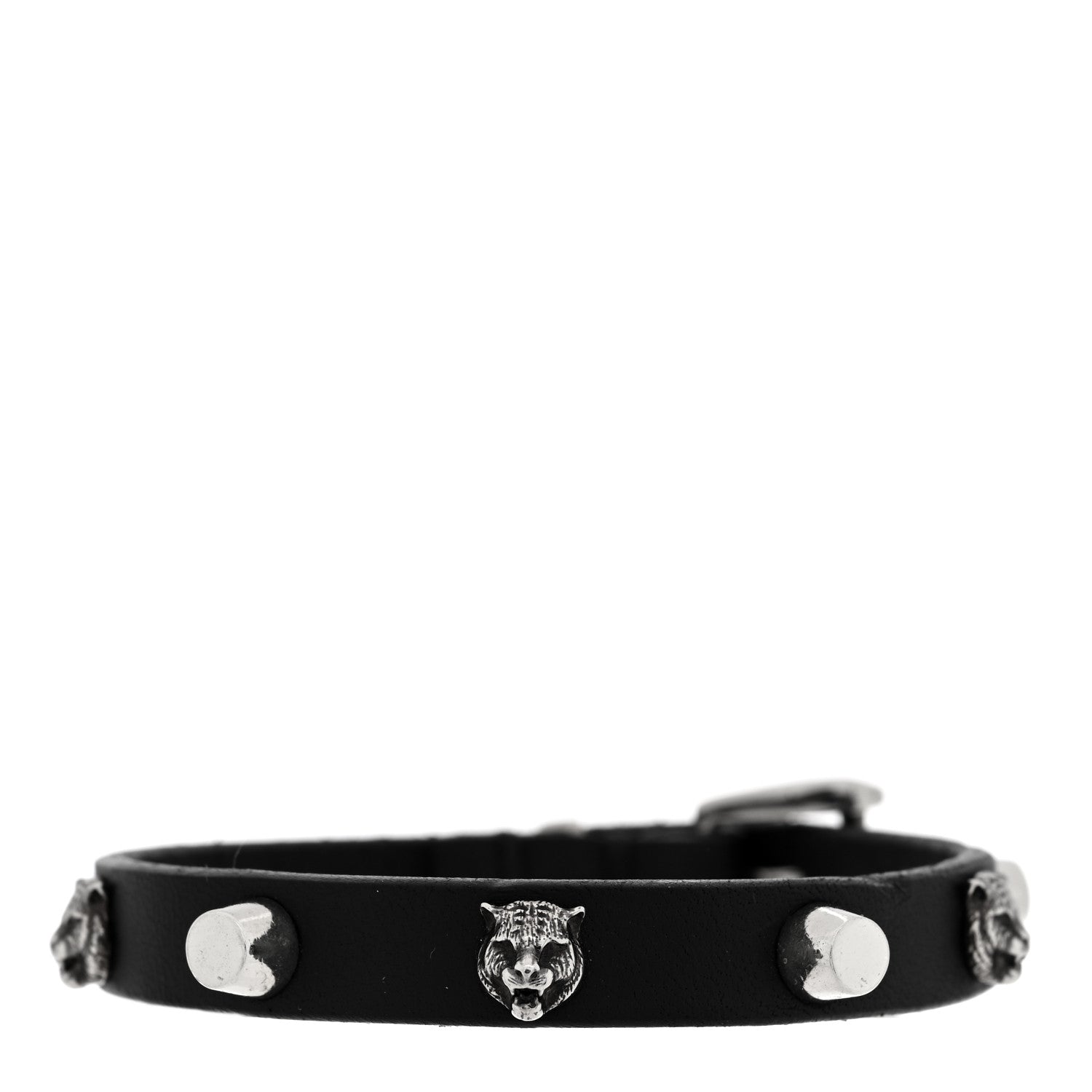 Calfskin Feline Heads Bracelet L Black
