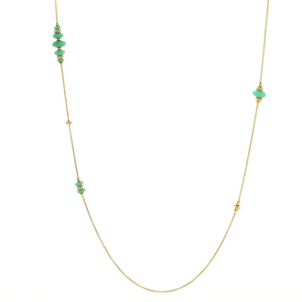 Rio Rondelle Station Necklace 18K Yellow Gold and Chrysoprase