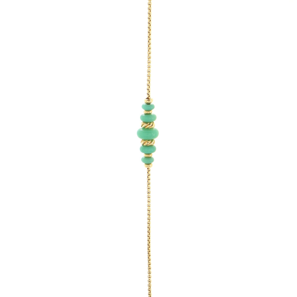 Rio Rondelle Station Necklace 18K Yellow Gold and Chrysoprase