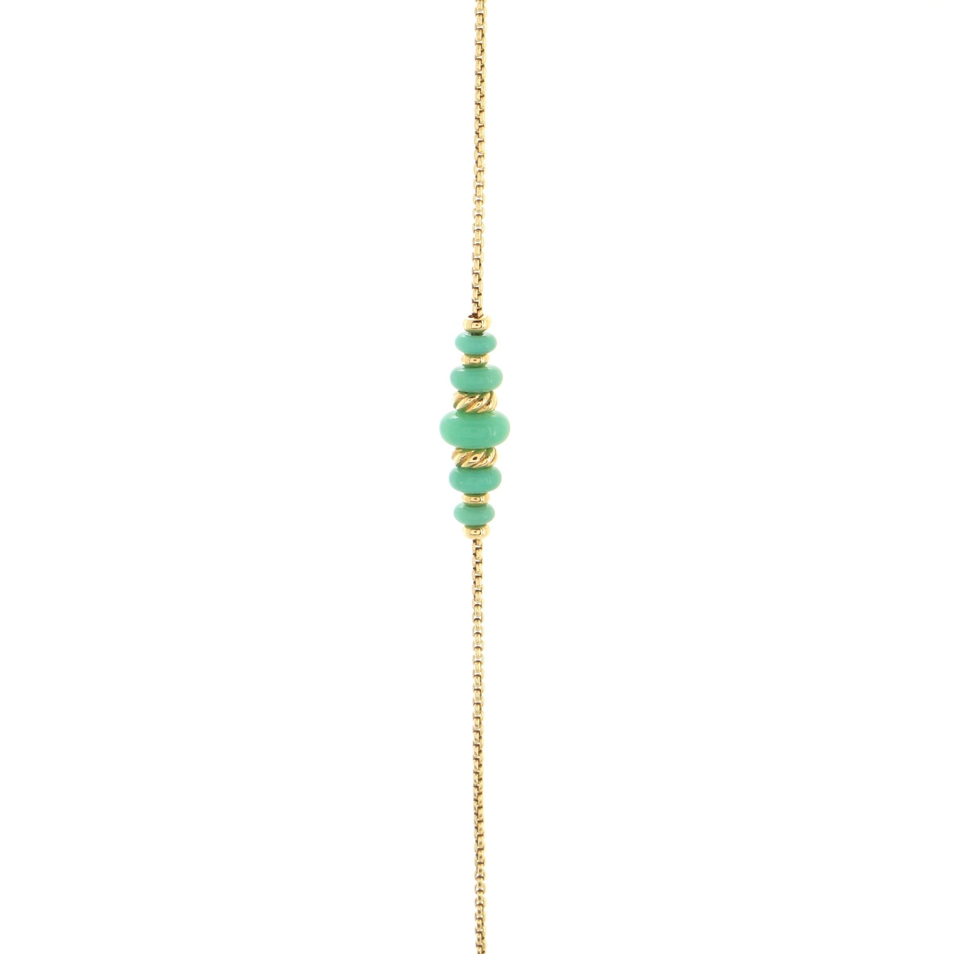 Rio Rondelle Station Necklace 18K Yellow Gold and Chrysoprase