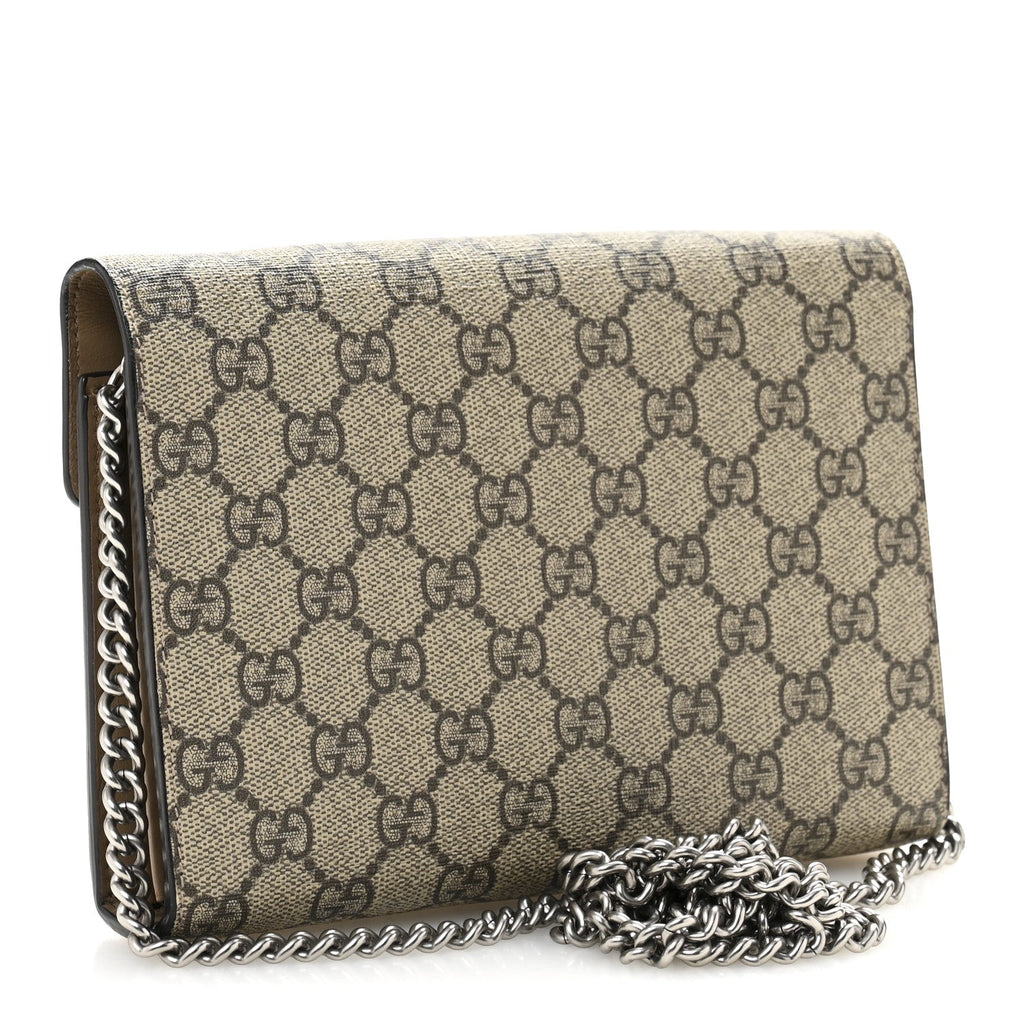 GG Supreme Monogram Mini Dionysus Chain Wallet Beige Taupe